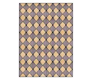 Beige, Taupe & Black Geometric Rug – Diamond Pattern