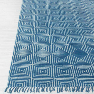 Blue Square Maze Rug