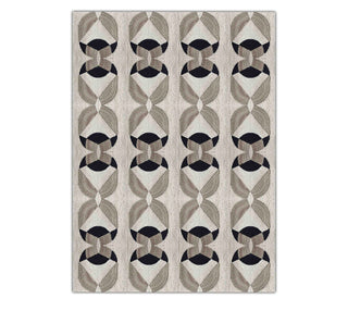 Ivory, Beige & Black Abstract Geometric Pattern Rug