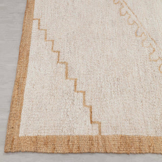 Ivory Minimal Tribal Wool Rug – Handwoven Modern Carpet
