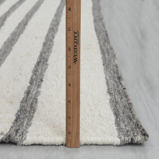 Modern Ivory & Grey Striped Handwoven Rug