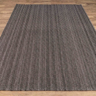 Micro-Diamond Geometric Charcoal & Onyx Wool Rug – Handwoven Deep Textured Area Carpet
