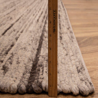 Earthy Charcoal & Taupe Striated Wool Rug – Handwoven Luxury Textual Area Carpet