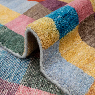 Multicolor Patchwork Handwoven Wool Rug – Modern Geometric Carpet