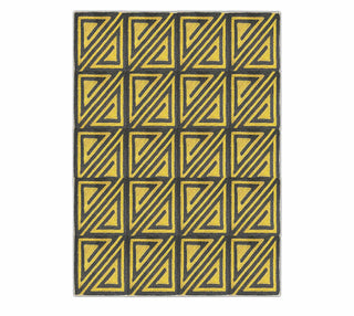 Mustard Yellow & Charcoal Grey Geometric Rug – Abstract Triangle Pattern