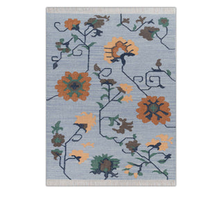 Sky Blue Floral Vine Rug