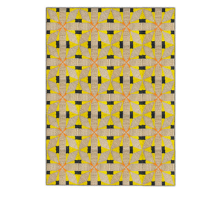 Yellow, Beige & Black Geometric Rug – Modern Abstract Pattern