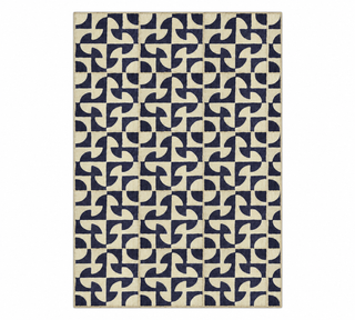 Navy Blue & Ivory Abstract Geometric Rug – Modern Pattern