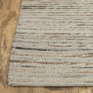 Handwoven Neutral Linear Striped Wool Rug – Beige Brown Textured Area Carpet