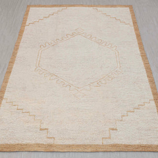 Ivory Minimal Tribal Wool Rug – Handwoven Modern Carpet