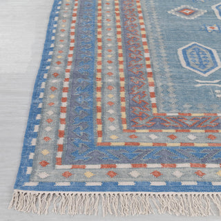 Blue Tribal Geometric Rug