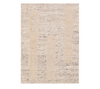 Modern Minimalist Geometric Beige Wool Rug – Handwoven Textured Area Carpet