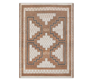 Camel Brown Tribal Geometric Rug