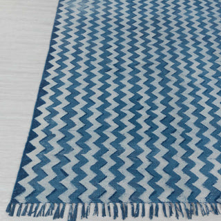 Blue Chevron Pattern Rug