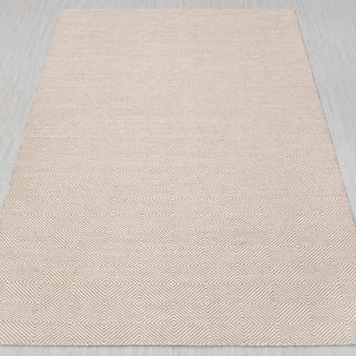 Beige Diamond Geometric Handwoven Rug – Modern Pattern Carpet