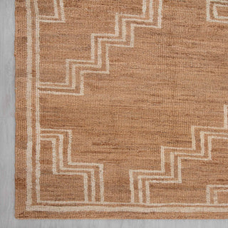 Camel Brown Aztec Border Handwoven Jute Rug