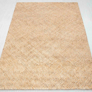 Ivory & Beige Handwoven Jute Rug with Fringe