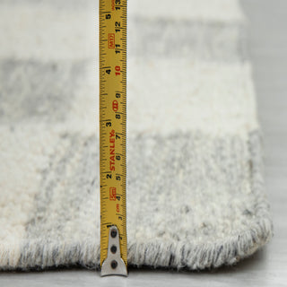 Modern Minimalist Checkerboard Wool Rug – Handwoven Cream & Grey Checkered Area Carpet