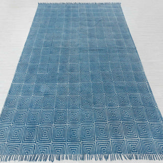Blue Square Maze Rug