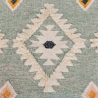 Casa Sea Green Hand Woven Boho Wool Rug