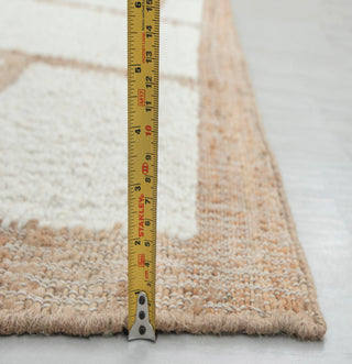 Off-White Jute Border Brick Pattern Flatweave Rug