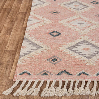 Casa Pink Hand Woven Boho Wool Rug