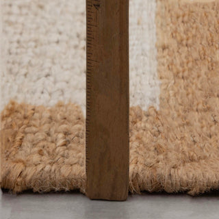 Ivory Minimal Tribal Wool Rug – Handwoven Modern Carpet