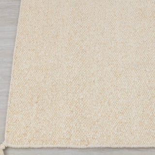 Minimal Solid Ivory Wool Rug – Modern Handwoven Plain Area Carpet