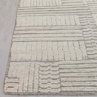 Ivory Textured Geometric Wool Rug