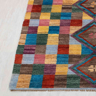 Multicolor Patchwork Handwoven Wool Rug – Modern Geometric Carpet