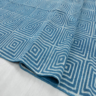 Blue Square Maze Rug