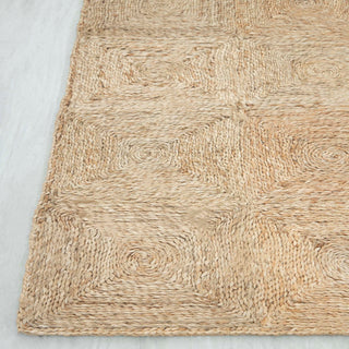 Natural Beige Handwoven Checkered Jute Rug