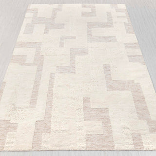 Ivory Abstract Geometric Wool Rug