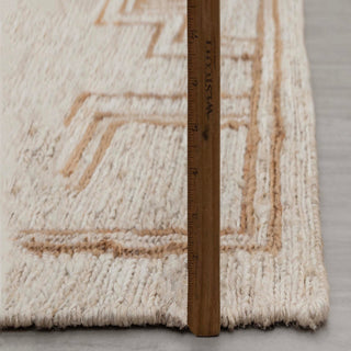 Beige Tribal Geometric Wool Rug – Modern Handwoven Carpet