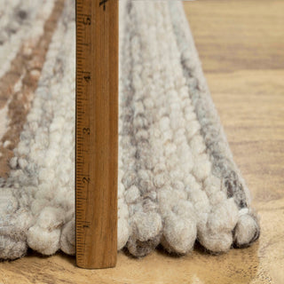 Handwoven Neutral Linear Striped Wool Rug – Beige Brown Textured Area Carpet