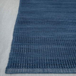 Muji Blue Wool Hand Woven Wool Flatweave Rug