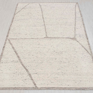 Ivory Abstract Geometric Handwoven Rug – Minimal Modern Carpet