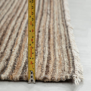 Neutral Striped Wool Rug – Handwoven Textured Carpet