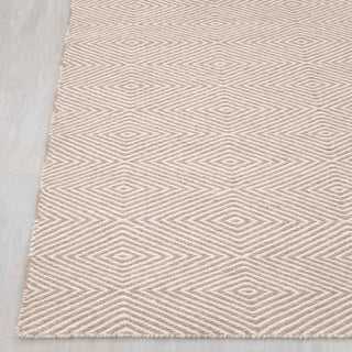 Beige Diamond Geometric Handwoven Rug – Modern Pattern Carpet