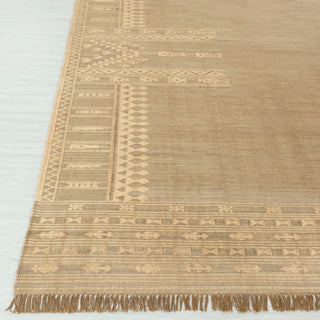 Natural Beige Tribal Border Rug