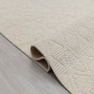 Ivory Geometric Handwoven Wool Rug