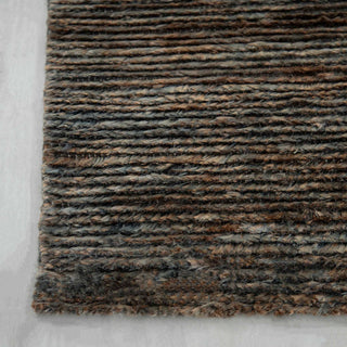 Textured Charcoal Brown Wool Rug – Modern Handwoven Area Carpet
