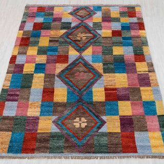 Multicolor Patchwork Handwoven Wool Rug – Modern Geometric Carpet