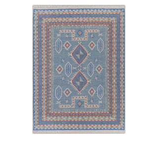 Blue Tribal Geometric Rug