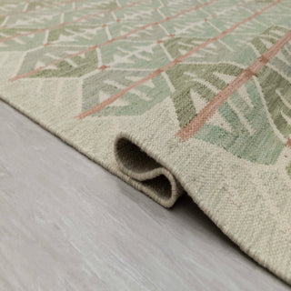 Kavi Green Scandinavian Flatweave Rug