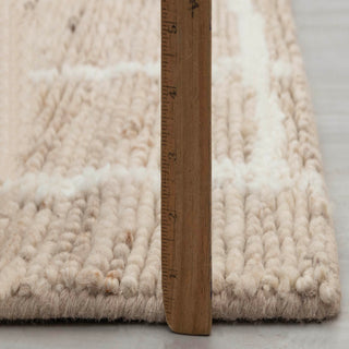 Beige Grid Pattern Wool Rug