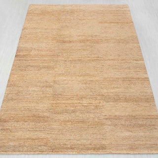 Beige Handwoven Wool Rug – Textured Solid Carpet