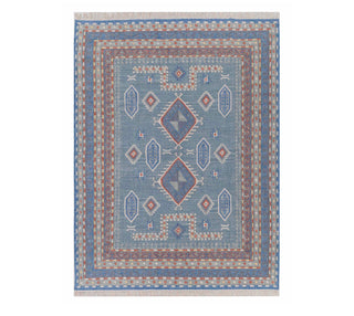 Blue Tribal Geometric Rug