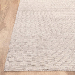 Modern Minimalist Geometric Beige Wool Rug – Handwoven Textured Area Carpet
