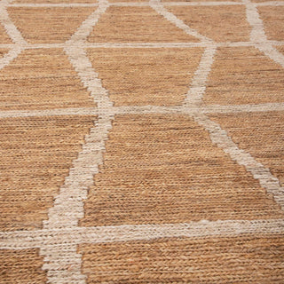 Camel Brown Diamond Trellis Jute Flatweave Rug